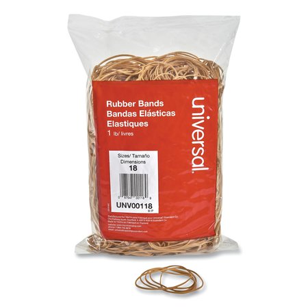 Universal Rubber Bands, Size 18, 0.04" Gauge, Beige, 1 lb Box, PK1600 UNV00118